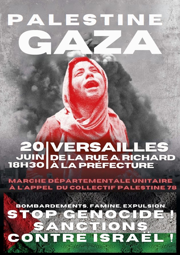 Manifestation pour Gaza Palestine 20 juin 2025 à 18h30